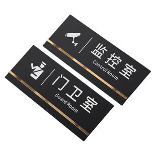 门卫保安室科室牌公司企业监控部闲人免进温馨提示门牌贴工厂仓库库房亚克力保卫科岗亭部门标识门贴牌子定制