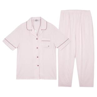 美标官方旗舰店夏女士短袖长裤睡衣套装纯棉开衫宽松家居服可外穿