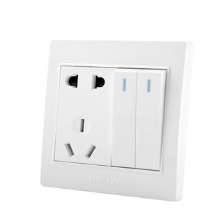 德力西二开五孔带开关插座86型暗装家用两2开双开双控带5五孔面板