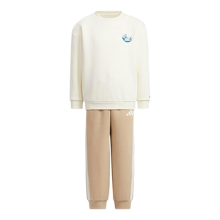 adidas阿迪达斯男女小童套头卫衣长裤两件套2025冬运动套装KC2823