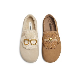 天美意疯狂动物城联名软底勃肯鞋加绒毛毛鞋女鞋子包头半拖休闲鞋