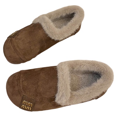 紅晴珽撤柜加绒加厚保暖一脚蹬女