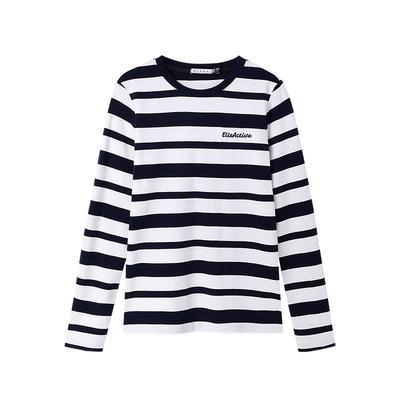 ELLEActive休闲纯棉条纹长袖T恤
