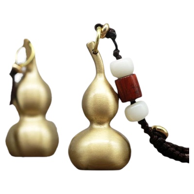 纯黄铜葫芦钥匙吊坠实心封釉