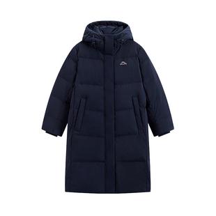 Kappa卡帕女装2025冬季新款简约百搭长款保暖连帽羽绒服K0F82YY23
