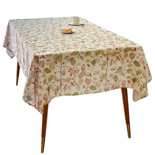 中古小野果棉麻印花桌布茶几餐桌垫布长方形圆形装饰布艺复古碎花