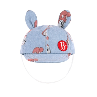 BEBEDEPINO贝贝品诺春款满印兔子兔耳朵儿童帽男童女童遮阳防晒
