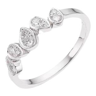 轻奢时尚气质约瑟芬星圆白鹭水滴形排钻戒指女S925纯银食指环叠戴