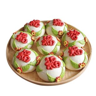 2026马年花饽饽生日面食上供花样大馒头结婚过年礼品福字糕点馍馍