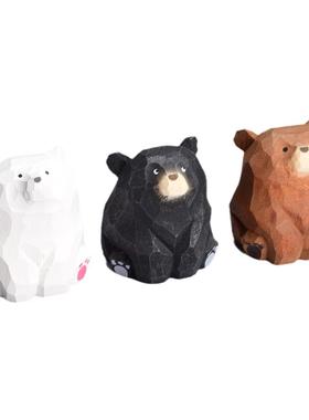 手工木雕小熊丨可爱女生工位桌面装饰摆件电脑桌情人节圣诞节礼物