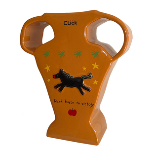 click原创“奔跑黑马”双耳浮雕花瓶摆件家居装饰插花器新年礼物