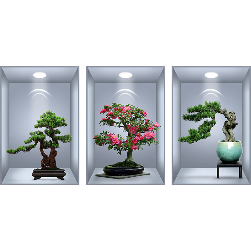 3D立体墙贴画自粘装饰画三联壁画