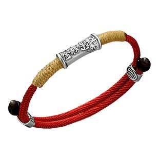 999纯银金榜题名手链男女推拉红绳考研上岸手串中高考学生送礼物