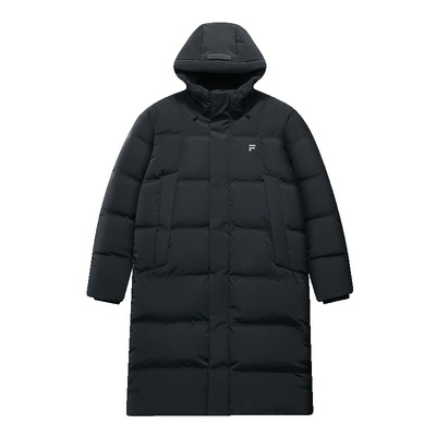 FILA FUSION斐乐潮牌长款羽绒服男2025冬季新款宽松保暖连帽外套