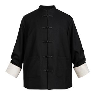 Martine Perse 「云禅系列」新中式国风盘扣唐装黑色暗花西服外套