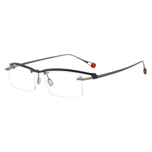 愤怒移民！前卫双色眉线半框日本超轻纯钛防蓝光男潮近视眼镜框架