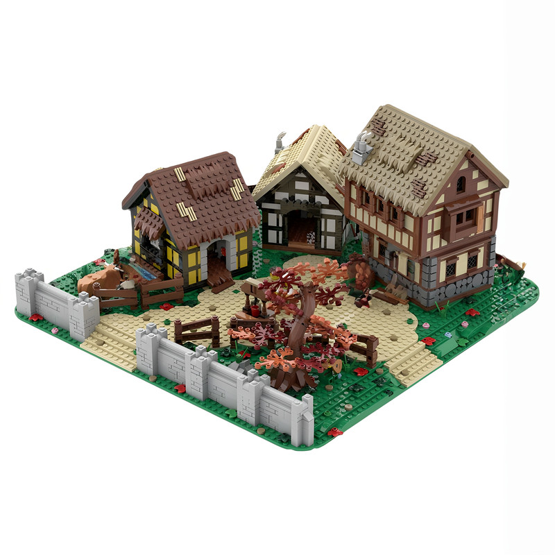 现货MOC-198833中世纪村庄积木