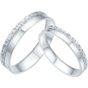 周六福正品pt950铂金戒指女款戒指简约对戒送女朋友新年礼物官方