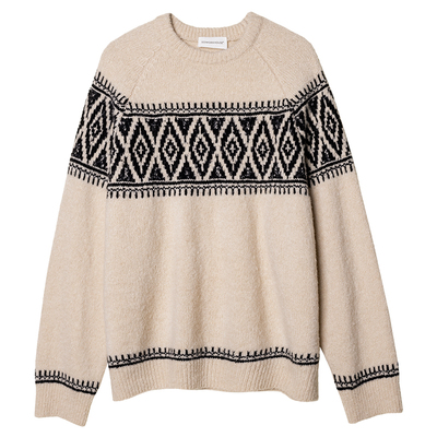 拉毛羊毛针织圆领套头衫