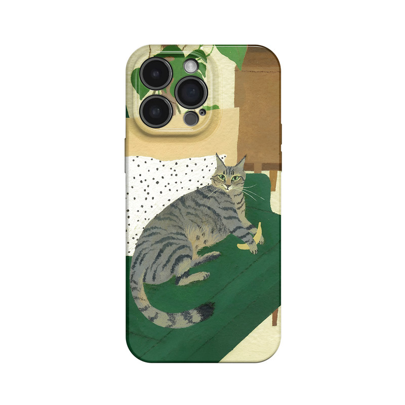 沙发狸花~油画艺术小猫ins适用苹果17promax手机壳iphone16华为mate70小米15可爱vivoS19呆萌iqooneo10荣耀90
