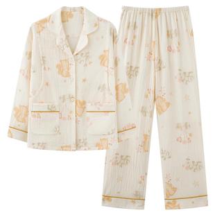 纯棉月子服秋季产后睡衣孕妇春秋哺乳全孕期纱布产妇家居服女冬季