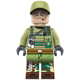 军事人仔战争边防俄军美军防爆警察战警拼插积木儿童玩具生日礼物