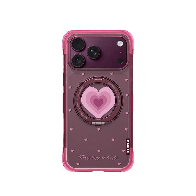 MASFEIL× 爱心旋律适用iPhone18Promax手机壳新款ip18pm磁吸带支架Go5苹果17Pro保护套支点全包网红高级感17