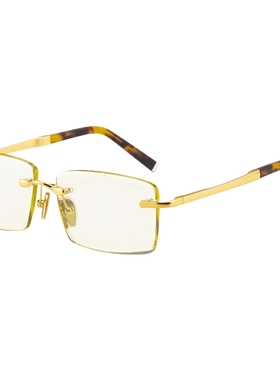 竹叶青水晶无边框石头高清太阳镜