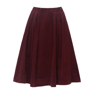 古苔「开心元素」红色灯芯绒半身裙伞裙秋日氛围感穿搭女GOODTIME