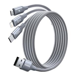 倍思数据线三合一苹果Type-c安卓手机充电线一拖三适用iPhone17/16/14小米华为车载数据线多功能usb快充线