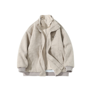 毛呢假两件棉衣棉服袄男加肥加大码潮牌胖子宽松街头厚款冬装外套