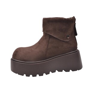 法式厚底短靴女秋冬加绒小个子增高2025新款超火美拉德瘦瘦骑士靴