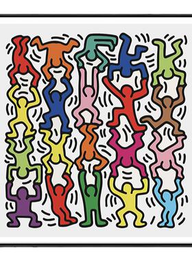 Keith Haring 基思·哈林 现代潮流波普艺术红黄蓝绿橙人物装饰画