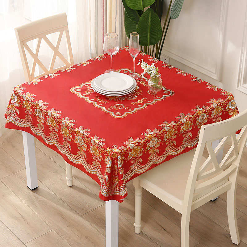桌布防水防油防烫免洗正方形餐桌布家用塑料桌垫茶几布八仙桌台布