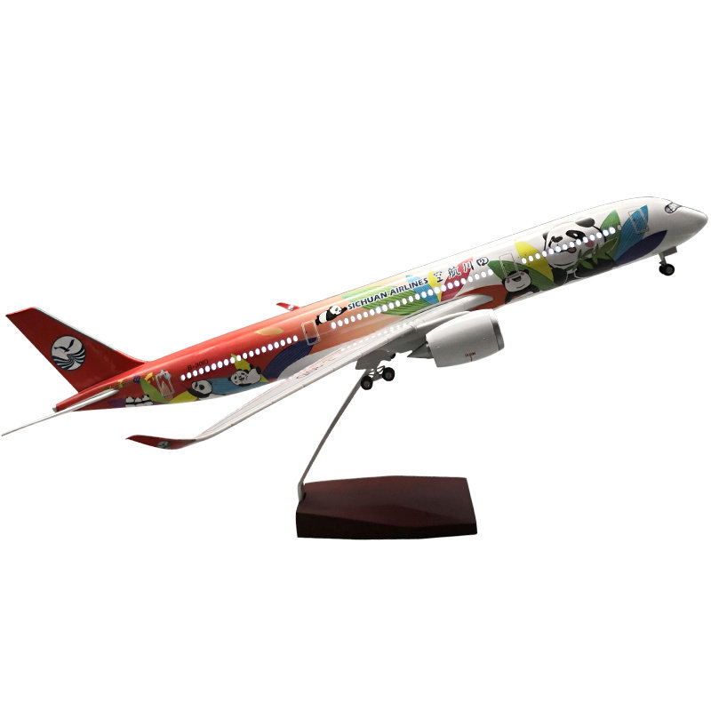 带轮子带灯飞机模型四川航空 空客A350仿真客机熊猫C919波音787