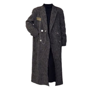 大码胖mm高级感加厚灰色西装毛呢外套女秋冬季显瘦中长款呢子大衣