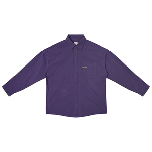 MilkShot 紫色刺绣logo设计师款Cityboy复古长袖上衣小众通勤衬衫