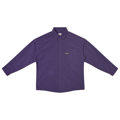 MilkShot 紫色刺绣logo设计师款Cityboy复古长袖上衣小众通勤衬衫