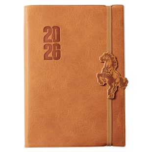 2026马年特别款日程本一日一页年历本商务a5笔记本本子可定制LOGO横线笔记本工作效率手册每天记事本日历本