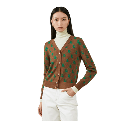 珂尼蒂思开襟毛衫V领毛针织衫