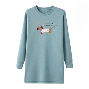 纯棉睡裙女款秋冬季2026新款宽松长袖女士睡衣大码连衣裙子家居服