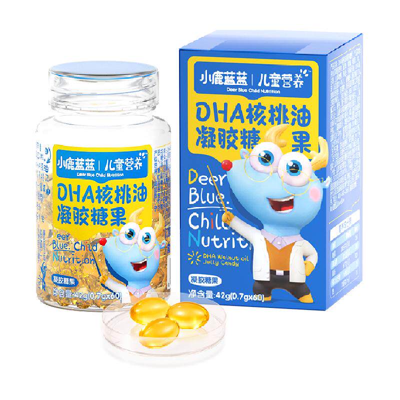 小鹿蓝蓝DHA核桃油凝胶糖果DHA藻油软胶囊42gX1瓶