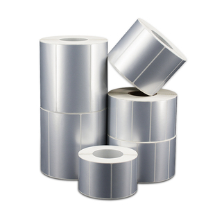 亚银标签纸pet防水不干胶60x40*30*20 100*80 90*70*50条码纸贴纸空白手写耐高温打印纸定做银色防撕防油哑银