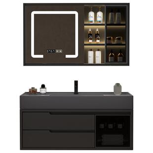 轻奢纳米云岩石实木浴室柜组合现代简约洗手洗脸盆柜卫生间洗漱台