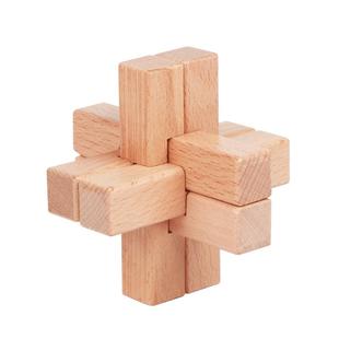 10cm六通一代鲁班锁孔明锁大号榉木儿童益智玩具木制六根厘米盒装