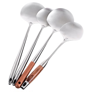 锅铲木柄把家用长柄炒勺炒铲厨师专用铁铲子316不锈钢加厚炒菜勺