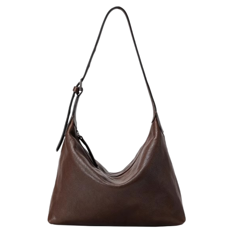 新款头层植鞣胎牛皮腋下Hobo百搭休闲单肩通勤流浪饺子包腋下包女