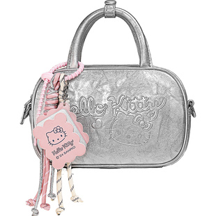 TOUTOUhellokitty三丽鸥正版凯蒂猫kt银色保龄球包女生手提单肩包