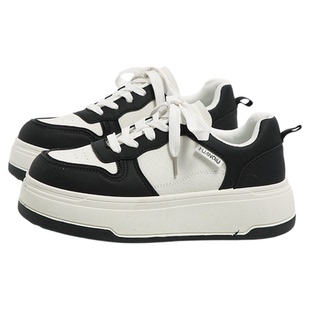 环球黑白厚底板鞋女款2026春季新款复古运动休闲鞋百搭增高女鞋