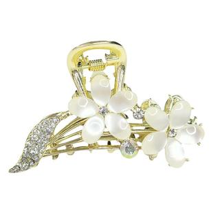 猫眼石花朵中号夹pom发夹后脑勺2022新款高端噗噗发夹森系miu仙美